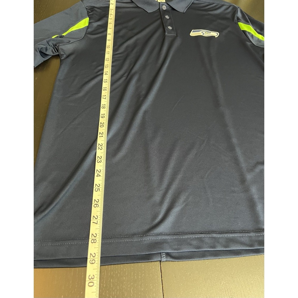 Seattle Seahawks Fanatics Polo Shirt Mens Large Blue Green Colorblock TX3 Cool - Picture 7 of 7